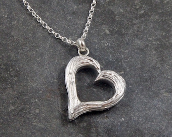 Ebb and Flow Heart Wave Pendant - Sterling Silver love heart necklace - Wave pendant - Ocean Inspired jewellery - hand made in Cornwall