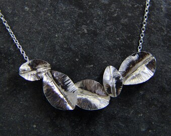 Walnut Leaf Fine Silver Bib Necklace Statement Meeting - Etsy