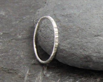 Stacking ring - silver hammered ring - Sterling Silver stacking rings - dainty rings - delicate ring - thin silver ring - made in Cornwall