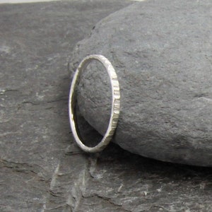 Stacking ring - silver hammered ring - Sterling Silver stacking rings - dainty rings - delicate ring - thin silver ring - made in Cornwall