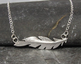 Sterling Silver Feather Necklace: Handmade Cornish Jewelry