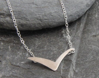 Seagull necklace - flying bird - bird necklace - sterling silver bird necklace - sea gulls - inspired by the sea - handmade in Cornwall