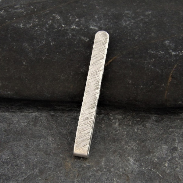 Silver tie slide - sterling silver tie slip - hammered tie clip - patterned tie clip - groomsmen gift - father gift - hand made in Cornwall