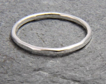 Stacking ring - silver hammered ring - Sterling Silver stacking rings - dainty rings - delicate ring - thin silver ring - made in Cornwall