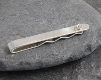 Sterling silver tie slide - entwined rings tie clip - minimalist tie bar - Groom gifts - Infinity tie slide - anniversary gift