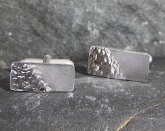 Rectangular cufflinks - sterling silver rectangle cufflinks - Reflections on the Sea - sea inspired - groomsmen gift - hand made in Cornwall