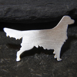 Golden retriever pin - dog lapel pin - retriever tie tack - flat coat retriever gifts - Silver Golden retriever - handmade in Cornwall UK