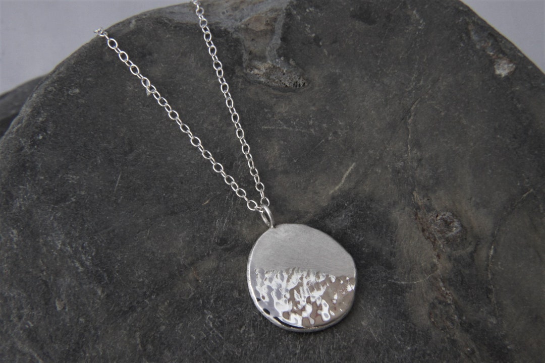 Hammered Sterling Silver Pebble Pendant - Sea Inspired Necklace ...