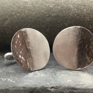 Sterling Silver disc cufflinks - circle cufflinks - Reflections on the Sea - 925 hammered silver - Sea inspired - handmade in Cornwall