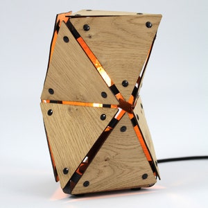 21nine table lamp | Star.Light Desk 2.0 OAK | Upcycled Vintage Industrial Wood Desk Lamp Wood Skateboard Veneer Warm Designer Lamp