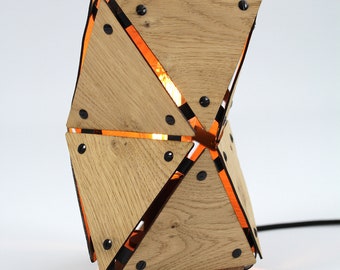 21neun Tischlampe | Star.Light Desk 2.0 EICHE | Upcycled Vintage Industrial Wood Desk Lamp Holz Skateboard Furnier Warm Designerlampe