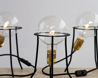 21neun 3er-SET Tischleuchten | Sputnik | Tischlampe Schreibtischlampe Steampunk Antik Shabby Retro Vintage Lamp Designerleuchte Big Bulb