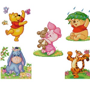 Winnie the Pooh Cross Stitch PDF Pattern – Disney Friends Design, Instant Download for Nursery Art or Handmade Gift