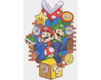 Mario Bros Cross Stitch Pattern – Super Mario & Luigi PDF – Instant Download