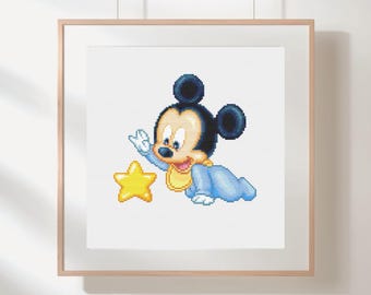 Baby Mickey Mouse Kruissteekpatroon – Disney Babykamerdecoratie (PDF-patroon)