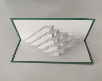 Upside Down Origamic Architecture Pop-Up Card: 3D Kirigami Art Optical Illusion - Handmade