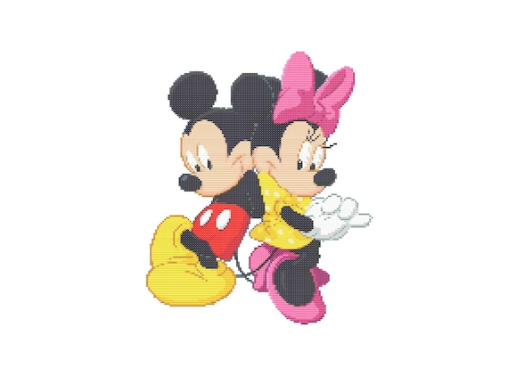ミッキー＆ミニーマウスカップルのクロスステッチパターンPDF