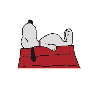 Snoopy Sleeping Cross Stitch PDF Pattern – Peanuts Doghouse Design, Instant Download for DIY Gift or Cozy Wall Art