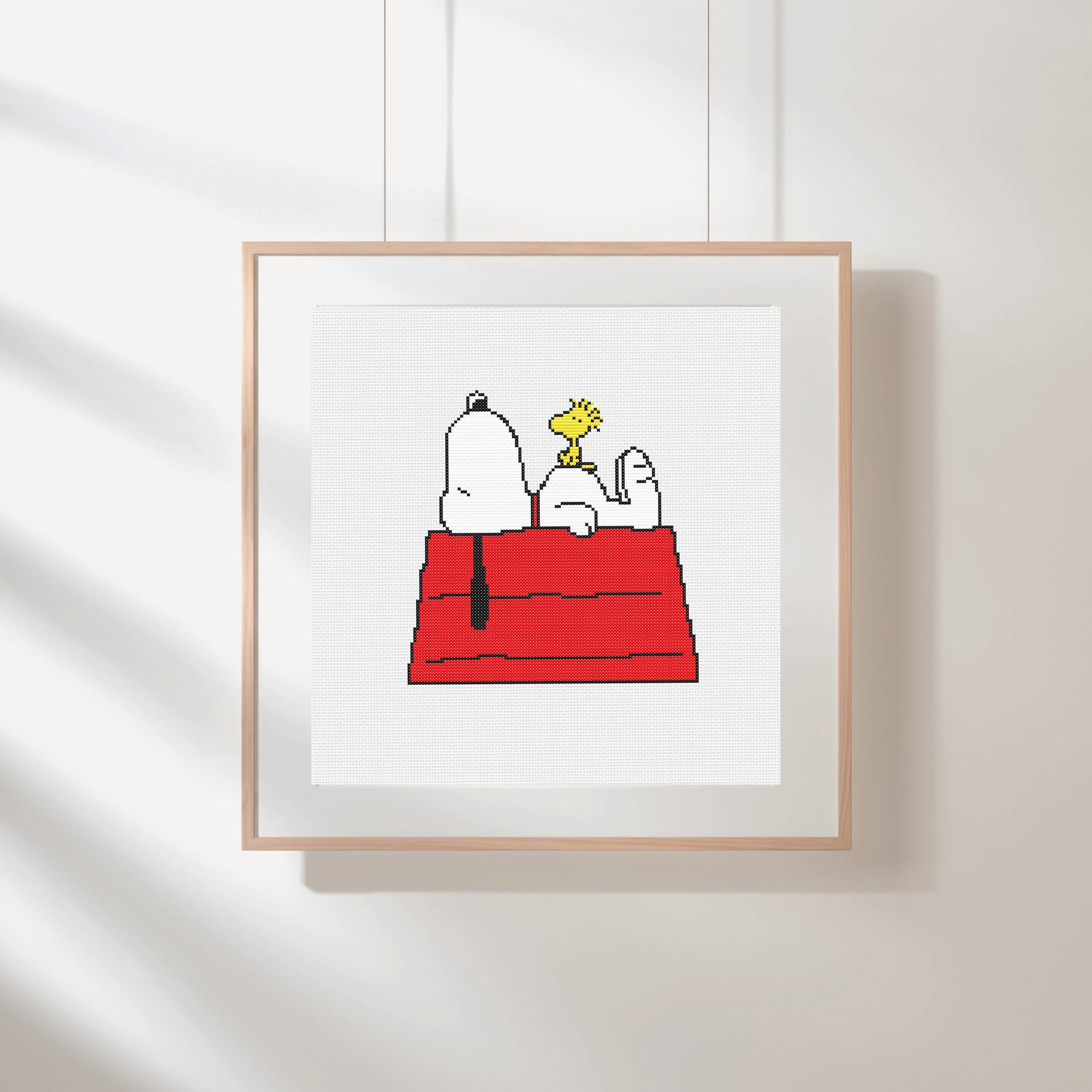 Snoopy Cross Stitch Pattern: Peanuts Doghouse Design (PDF Download