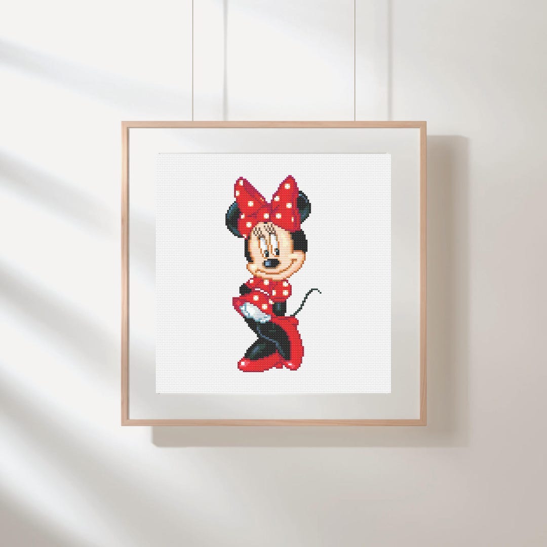 Classic Minnie Mouse Cross Stitch Pattern PDF – Red Dress & Polka Dot ...
