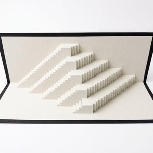 Upside Down Origamic Architecture Pop-Up Card: 3D Kirigami Art Optical Illusion - Handmade