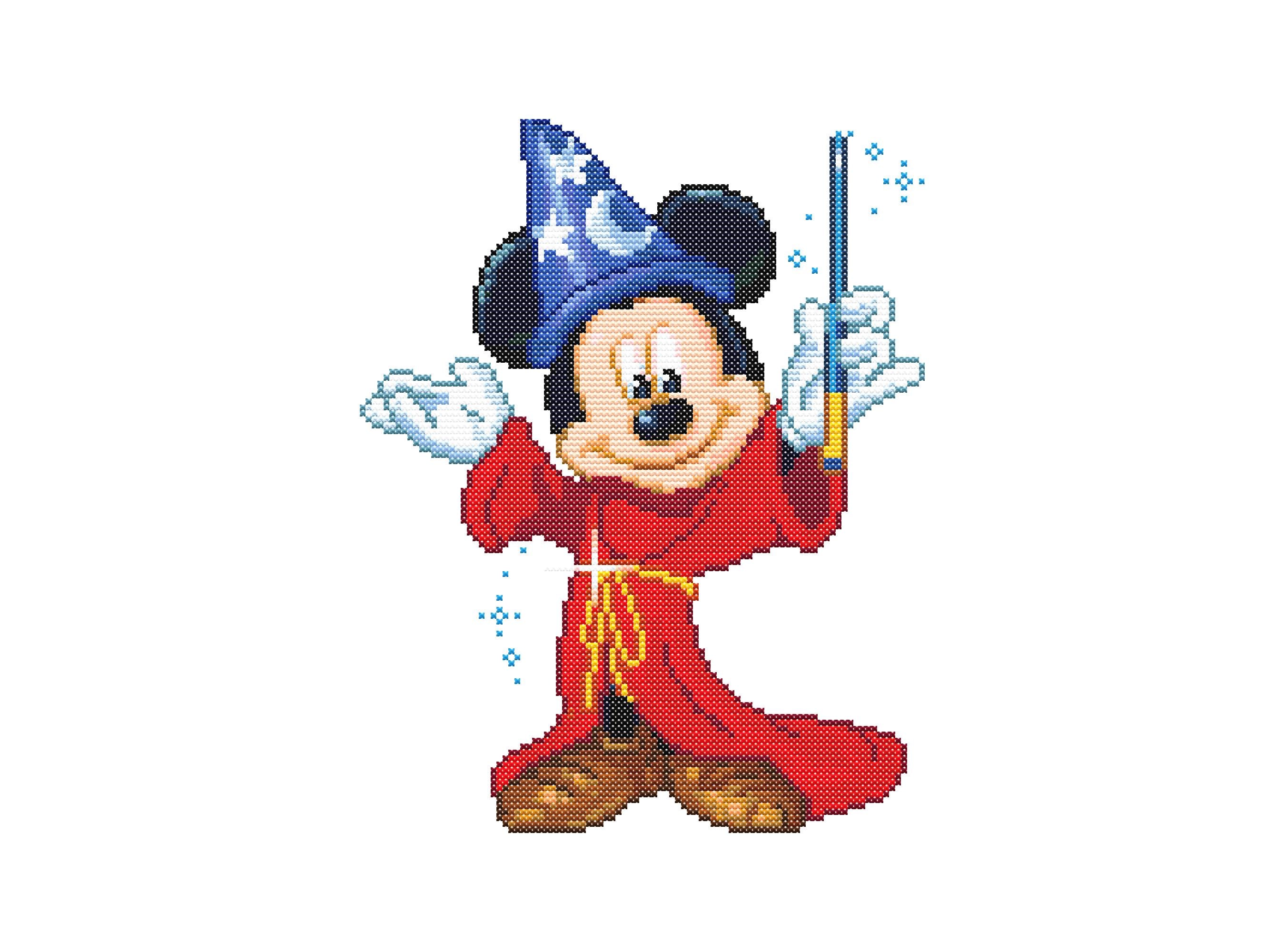 Sorcerer Mickey Mouse Cross Stitch Pattern – Fantasia Disney (PDF
