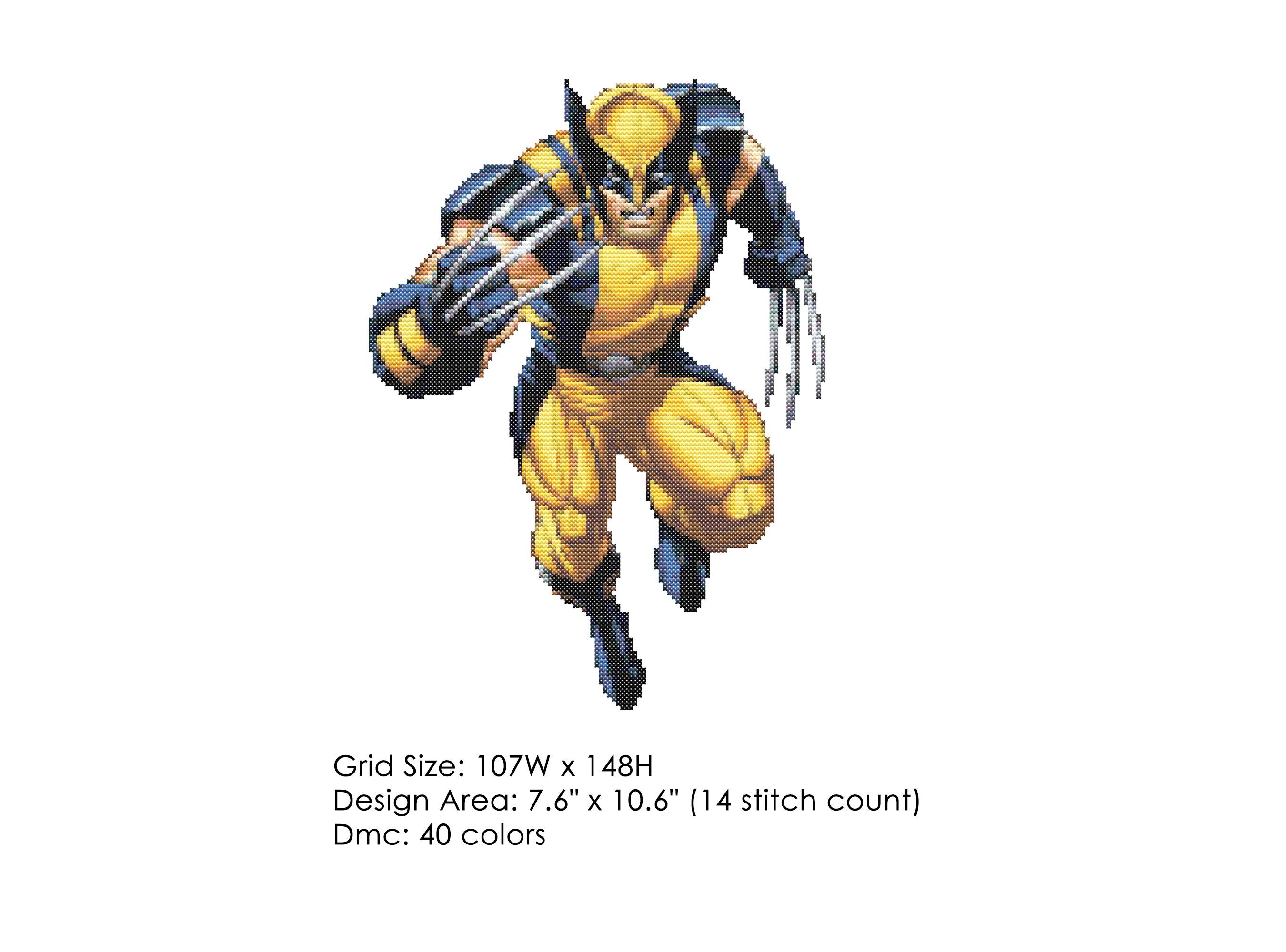 Wolverine Scratch Patterns Wolverine Cross Stitch Pattern PDF – Marvel X-men Hero Digital Download ...