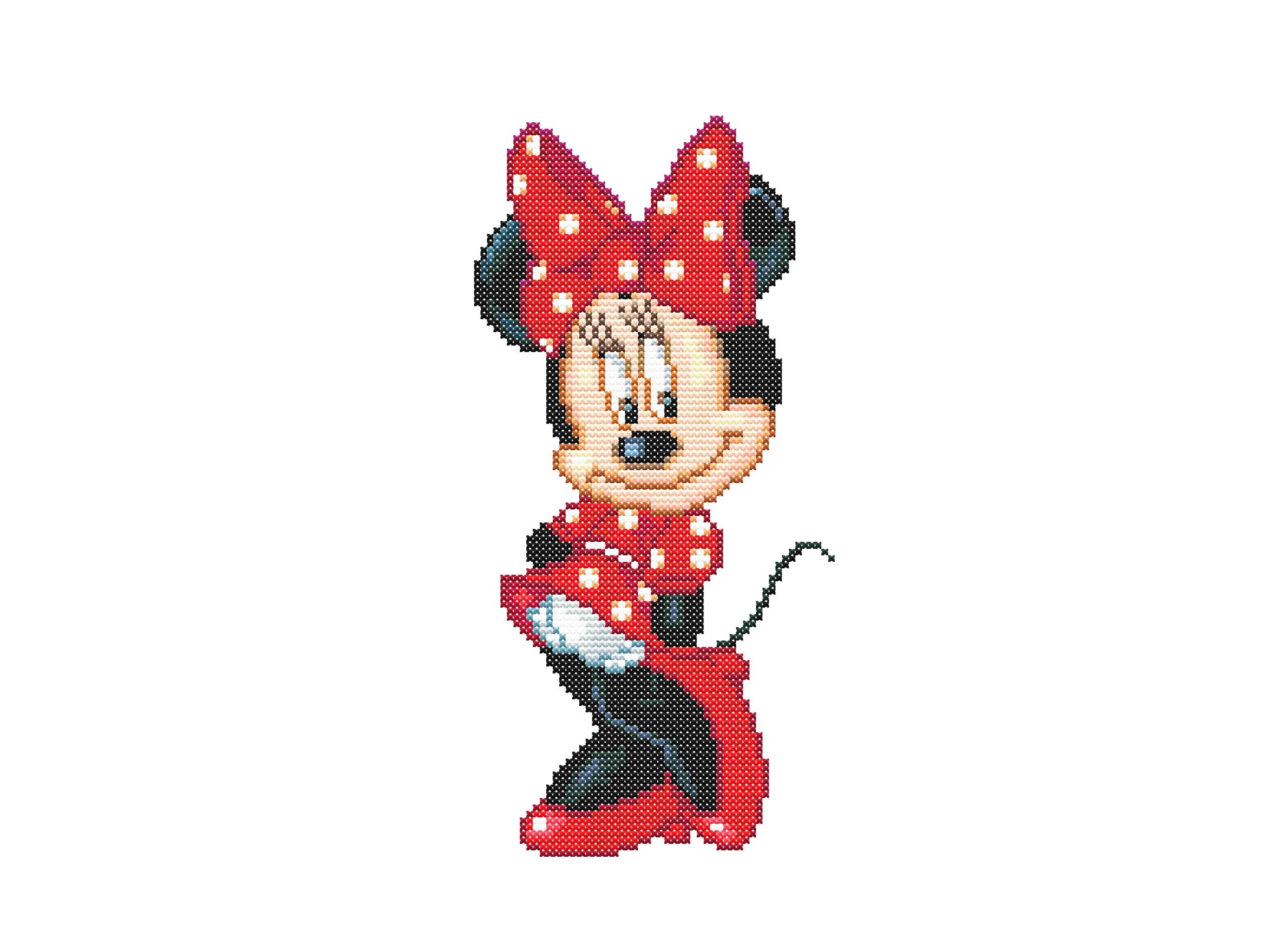Classic Minnie Mouse Cross Stitch Pattern PDF – Red Dress & Polka Dot ...