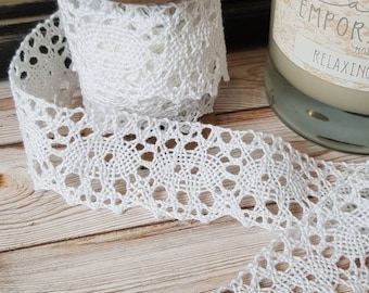 3cm Beautiful Vintage Style Nottingham Lace Trim By The Meter, Narrow Delicate Design White