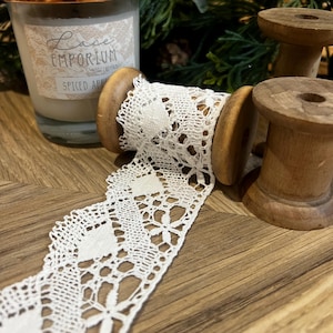 Pizzo Nottingham Valenciennes in stile vintage medio da 6 cm al metro, design delicato medio in bianco
