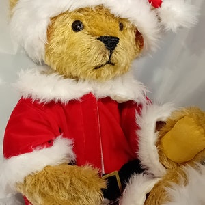 Christmas Santa Hand-sewn Mohair Teddy Bear