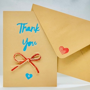 Thank You Heart with Jute String on Brown Card