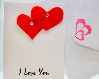 Two Hearts On White Card