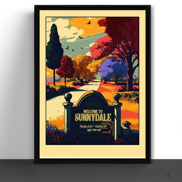 Sunnydale California Travel Poster Art Print Established 1909