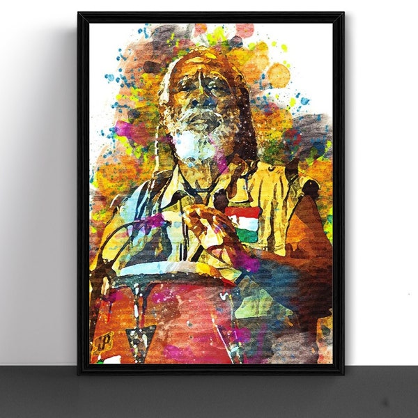 Affiche impression d'art reggae Burning Spear, peinture aquarelle