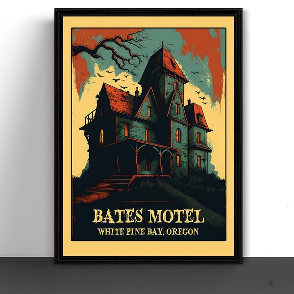 Bates Motel White Pine Bay Oregon Art Print Travel Poster