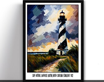 Cape Hatteras Lighthouse Painting Art Print North Carolina