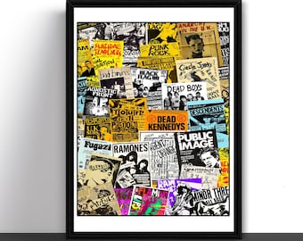 Punk Rock Flyer Collage Eighties 80's Art Print Poster