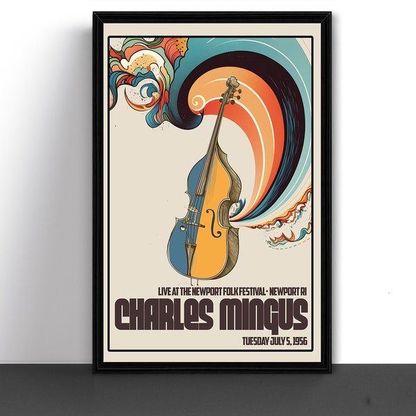 Charles Mingus Concert Tour Poster Art Print Newport Jazz Festival 1956
