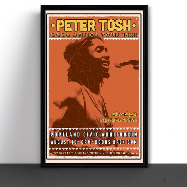 Peter Tosh Concert Tour Poster Art Print Mama Africa Tour 1983