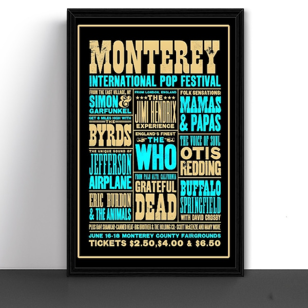 Monterey Pop Festival Concert Poster Art Print 1967
