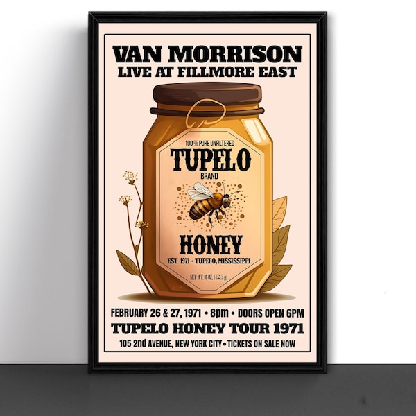 Van Morrison Concert Poster Art Print Tupelo Honey Tour 1971