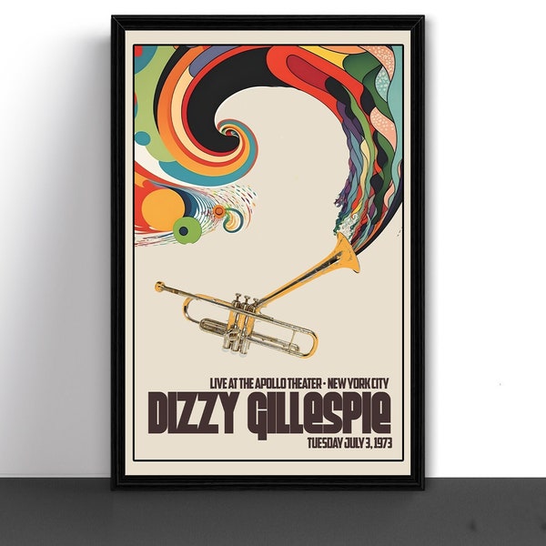 Dizzy Gillespie  Concert Tour Poster Art Print Apollo Theater New York 1973