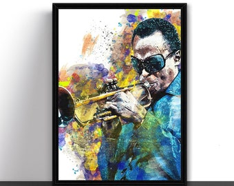 Miles Davis Art Print Affiche Aquarelle Peinture