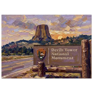 Kunstdruck des Denkmals im Devils Tower Nationalpark - Gemälde - Landschaft
