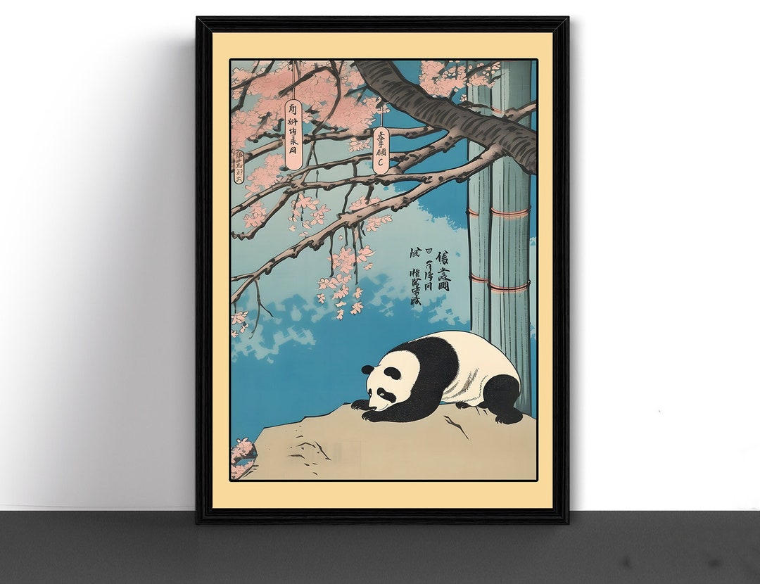 Sleeping Panda Japanese Art Print, Woodblock Style, Ukiyo-e, Koitsu ...