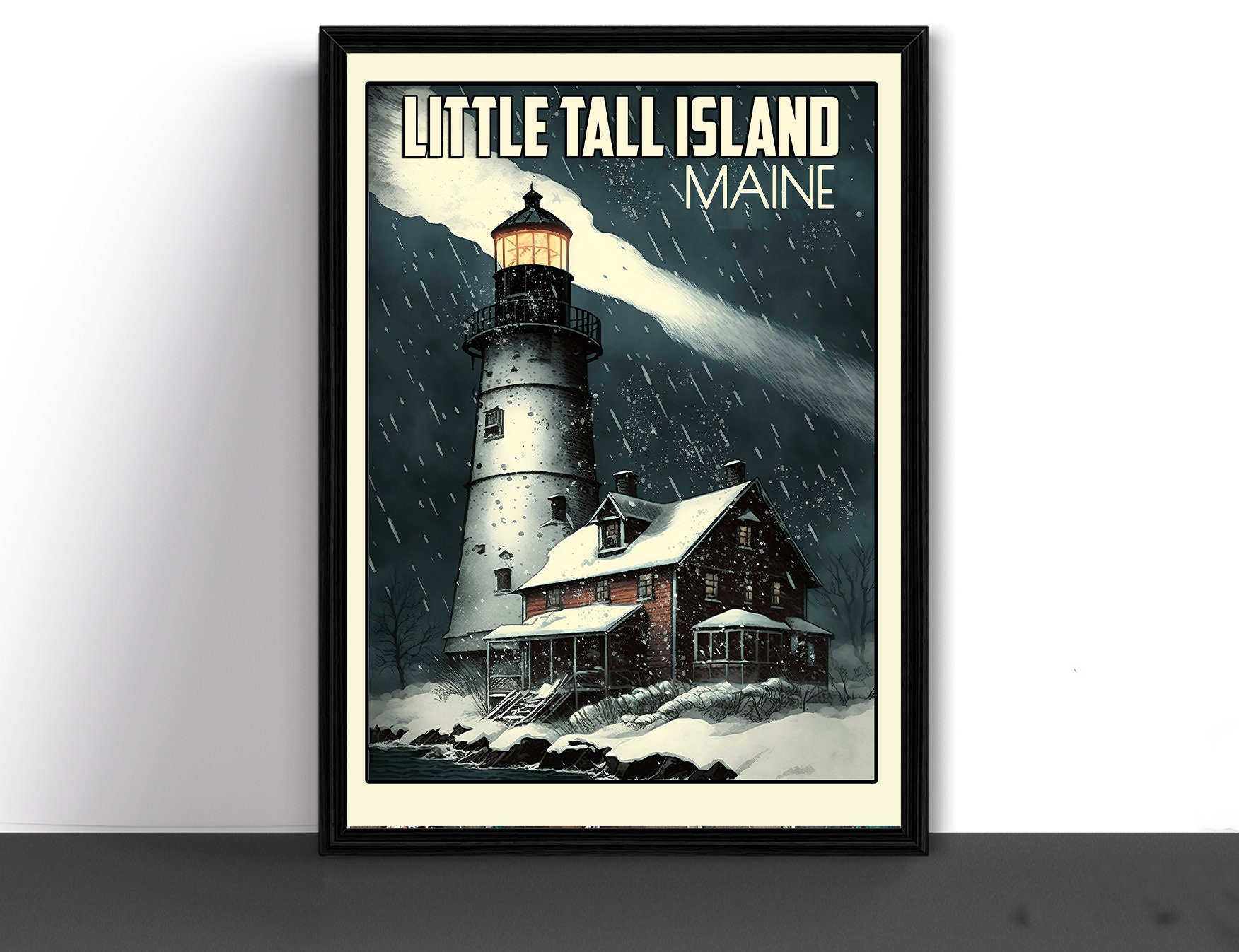 Little Tall Island Maine Travel Poster Art Print Stephen King Storm of