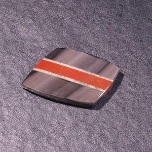 Obsidian and Red Jasper Intarsia, Designer Gemstone, Unique Cabochon