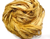 10YD GOLDENROD Sari Silk Ribbon Sari Silk Bundle, Sari Tassel, Sari Wall Decor, Sari Dream Catcher Journal Ribbon Weaving