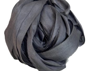 10YD GRAPHITE Hand Dyed Sari Silk Ribbon by Color Burst Silk